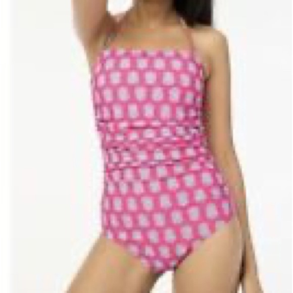 J. Crew Pink Floral Removable Halter Bandeau One Piece Swimsuit Plus Size 3X - Picture 3 of 11